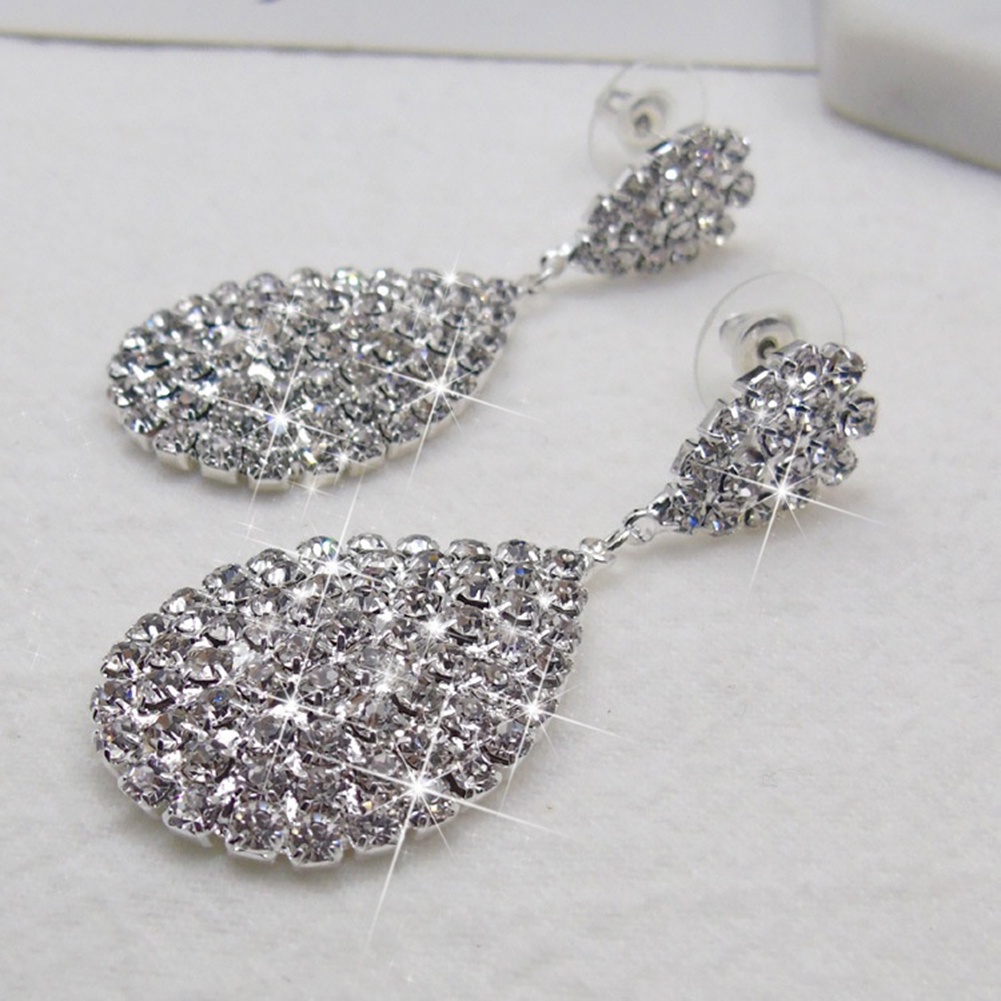 Khuyên Tai Đính Đá Hình Giọt Nước Thời Trang Thanh Lịch Dành Cho Nữ