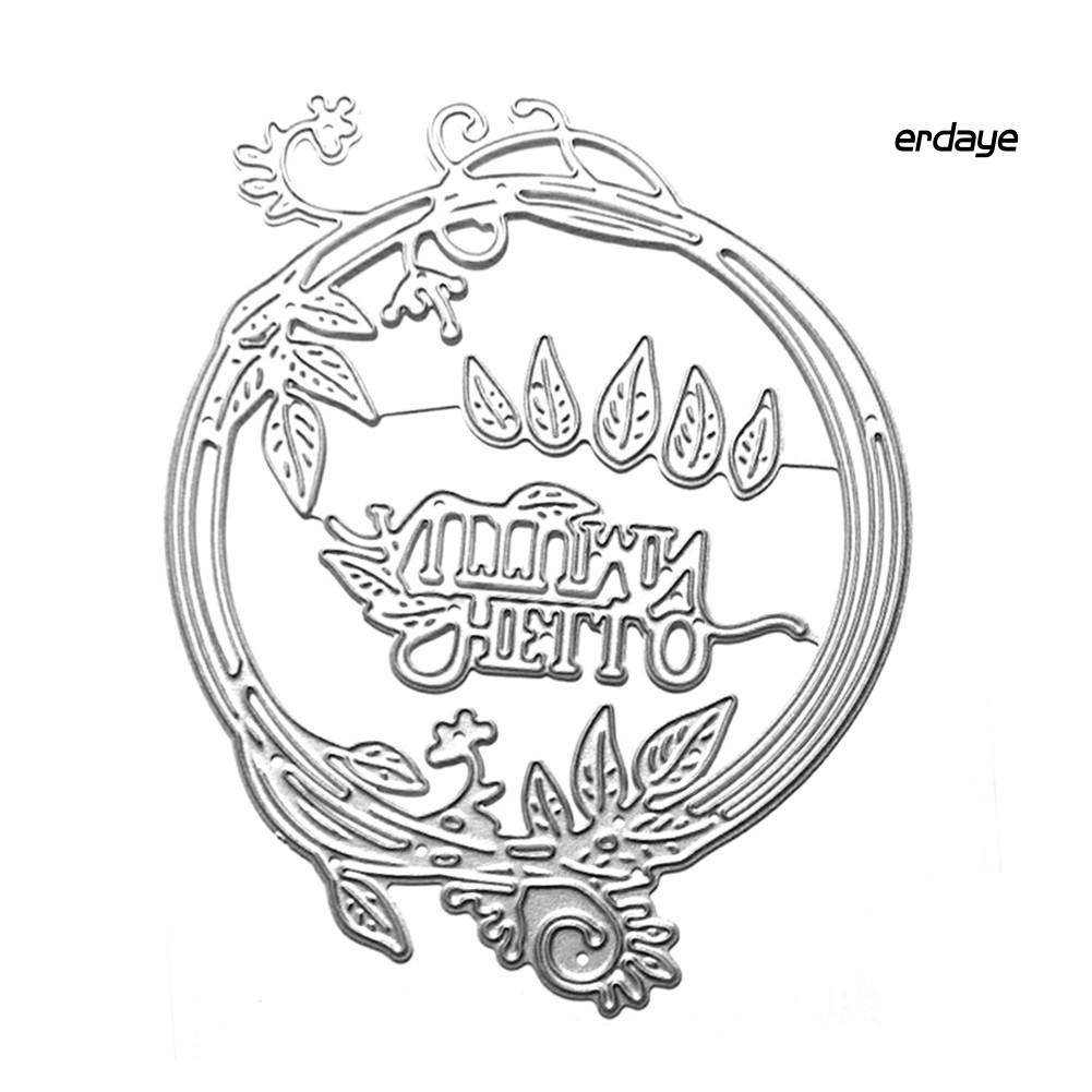 Tấm khuôn cắt giấy kim loại tạo hình vòng hoa lá xinh xắn dành cho trang trí