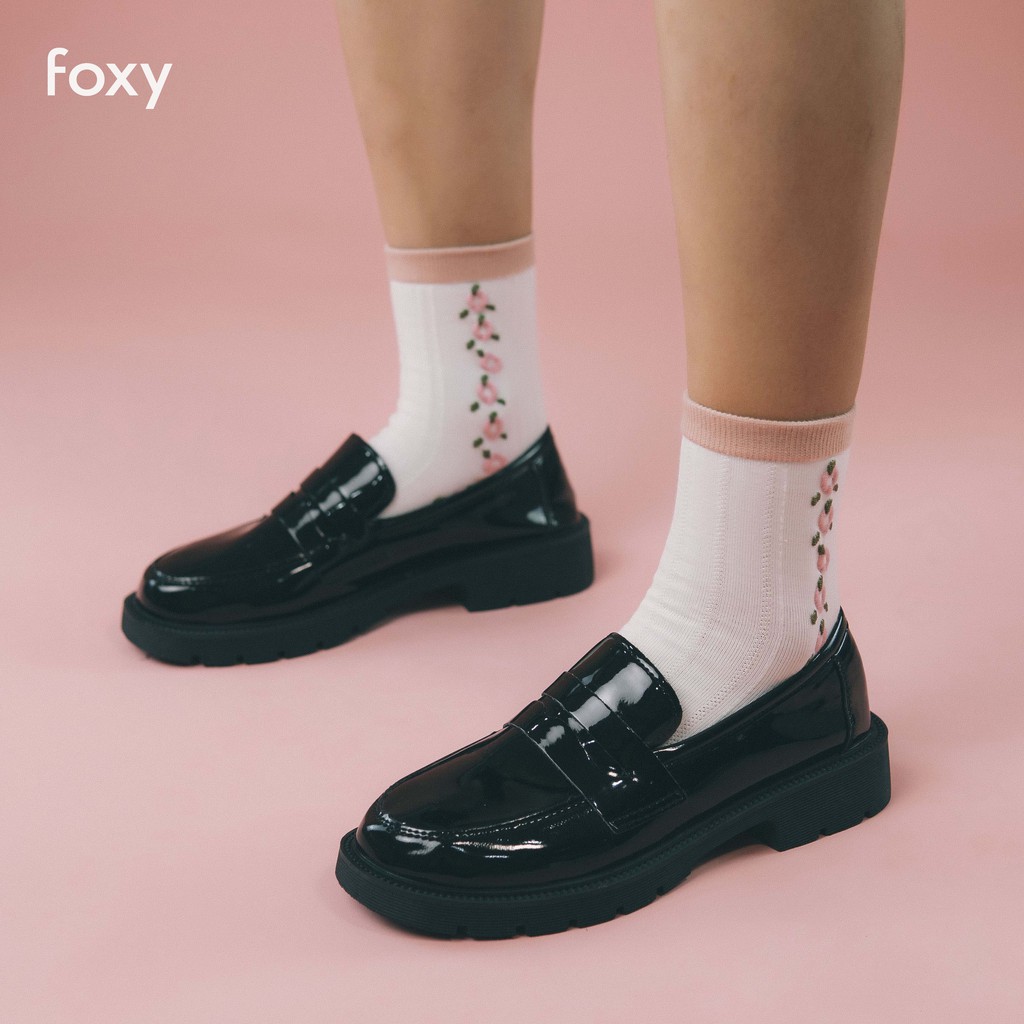 Giày Oxford Nữ FOXY Đen Bóng Chất Liệu Da Tổng Hợp Đế Cao 3cm_FOX019 | BigBuy360 - bigbuy360.vn