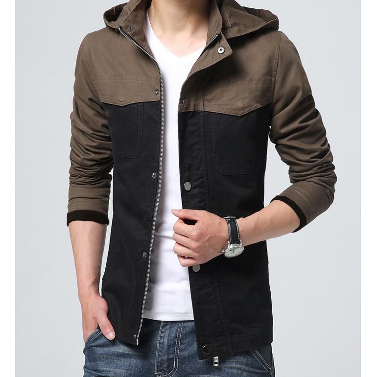 ÁO KHOÁC KAKI NAM 2 LỚP CÓ NÓN CAO CẤP AKK15-ĐEN