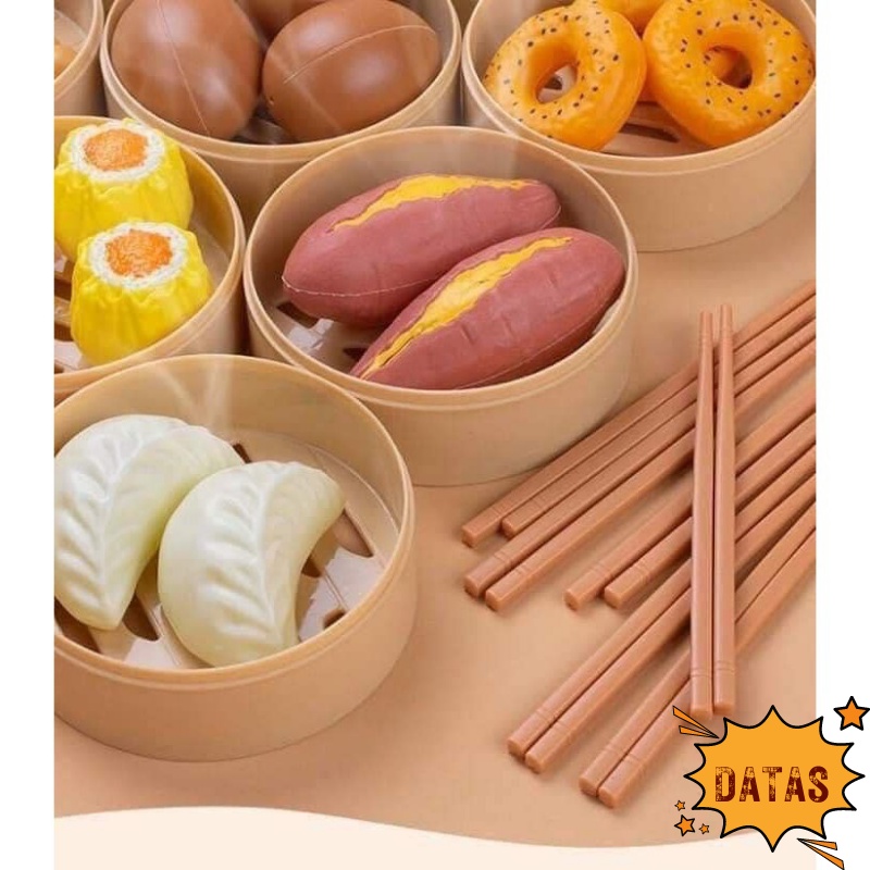 Đồ chơi nấu ăn cho bé Datas mô phỏng nhà bếp Bộ đồ chơi nhà bếp 88 món bánh bao, há cảo, bắp mô phỏng đầy đủ các món ăn