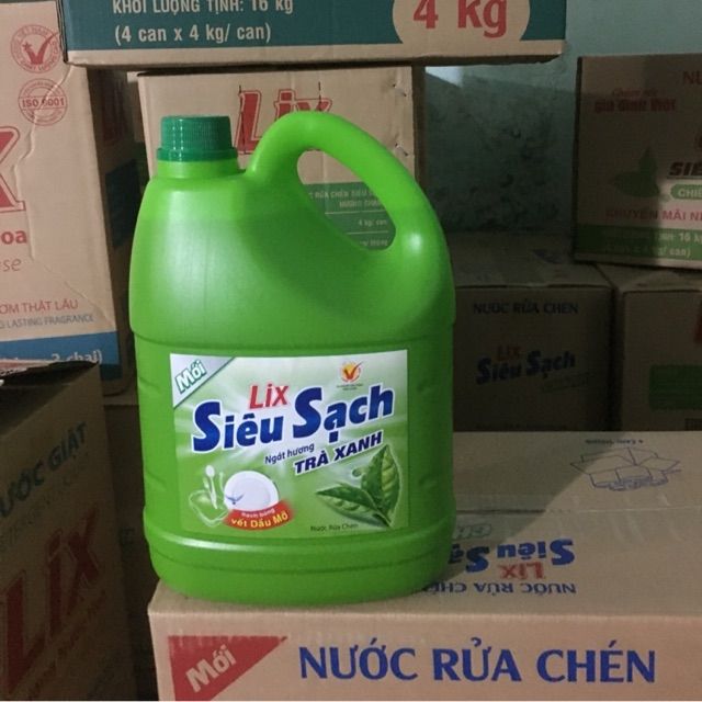 1 can nước rửa chén bát Lix siêu sạch 4kg sx tháng 11/2019