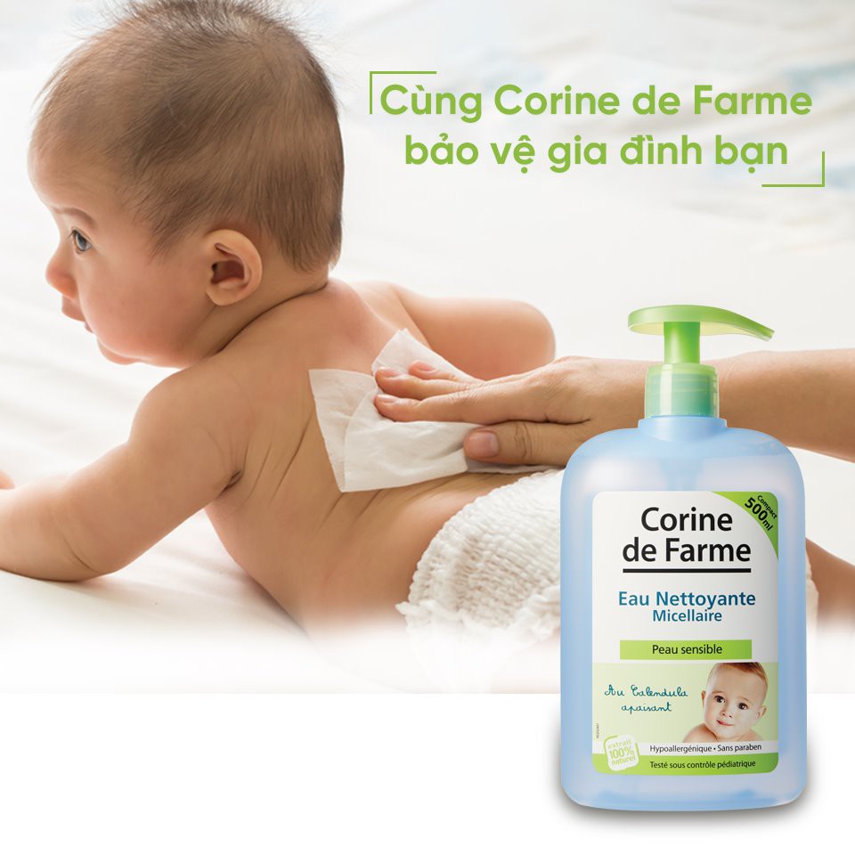 Nước vệ sinh cho bé Corine De Farme Eau Nettoyante Micellair 500ml