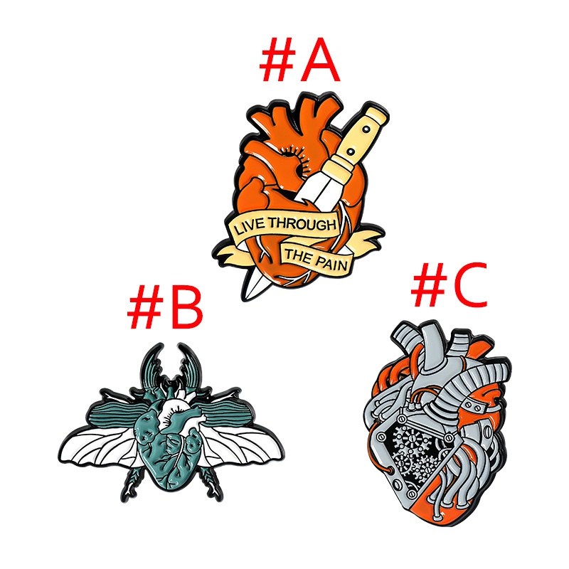 Ghim cài áo QIHE JEWELRY hình trái tim 3 kiểu độc đáo thời trang