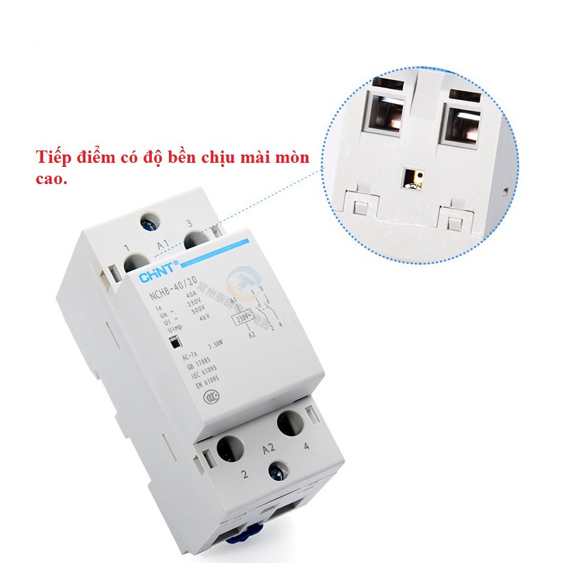 Khởi động từ, contactor 1 pha CHINT NCH8 40A/220V (Xám)