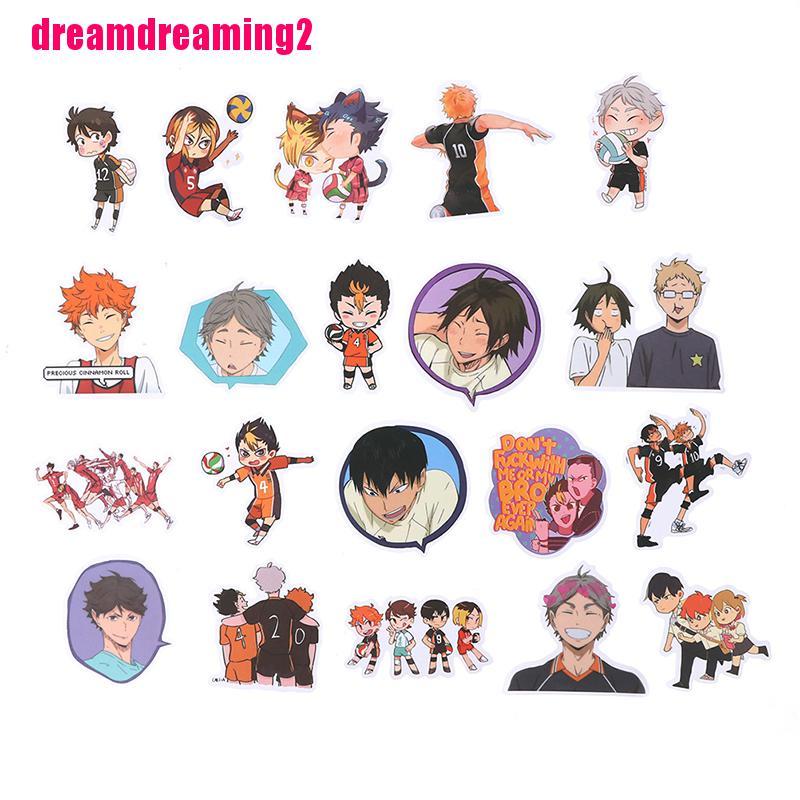 Bộ 50 Miếng Dán Pvc Chống Thấm Nước Hình Anime Haikyu