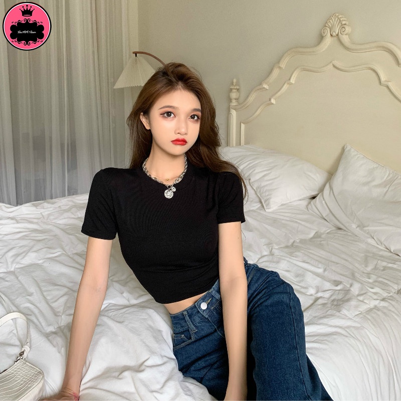 Áo Croptop Ôm Tay Ngắn Big Size 40-70Kg Chất Thun Cotton Freesize "TN"