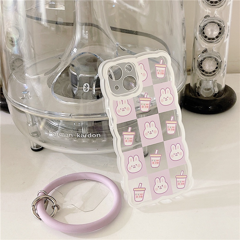 Ốp Điện Thoại Silicon In Họa Tiết Sóng Biển Lớn Có Dây Đeo Cổ Tay Cho iphone 12 / 13Promax 11 xs 8-14