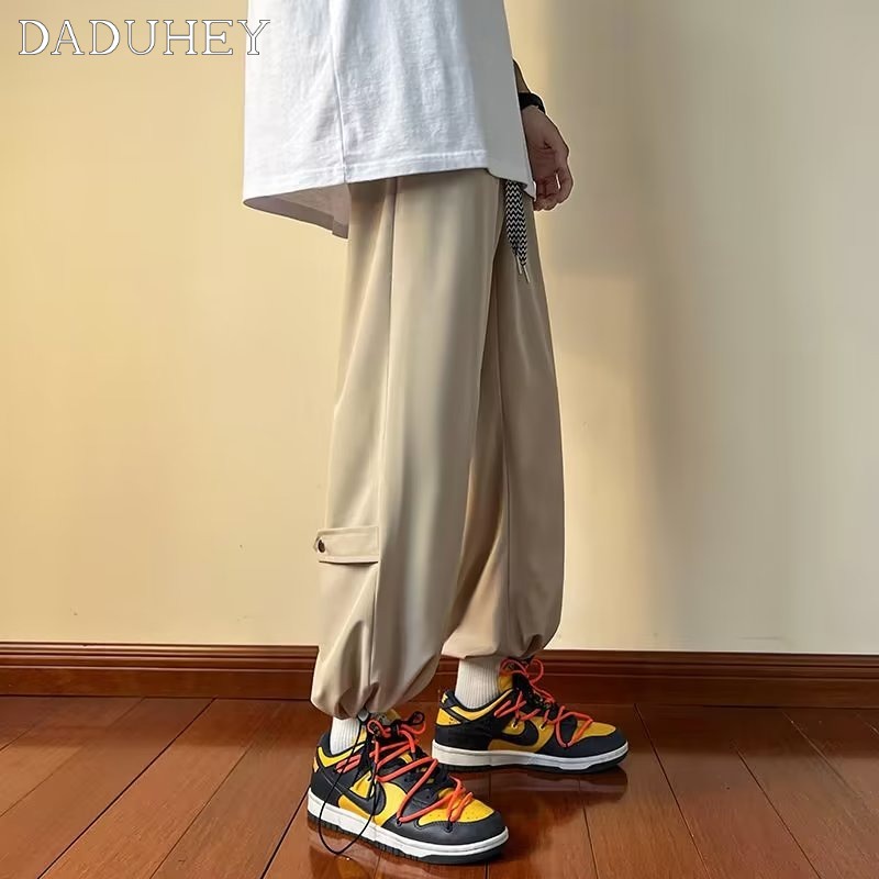DaDuHey Summer Thin Korean Style Trendy Draping Sports Pants Ins Men's High Street Loose Straight Casual Pants
