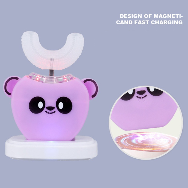 Bàn Chải Đánh Răng Điện Tự Động Hình Chữ U Bằng Silicone Kèm Đế Sạc Không Dây Cho
