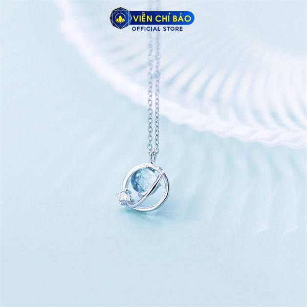 Dây chuyền bạc nữ xi bạch kim Galaxy xanh dương chất liệu bạc 925 thời trang phụ kiện trang sức nữ Viễn Chí Bảo D400119