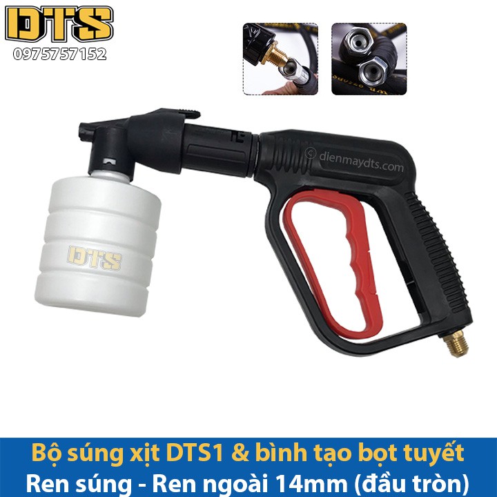 Bộ súng xịt DTS1 &amp; bình tạo bọt tuyết cho máy rửa xe áp lực cao, máy xịt rửa cao áp