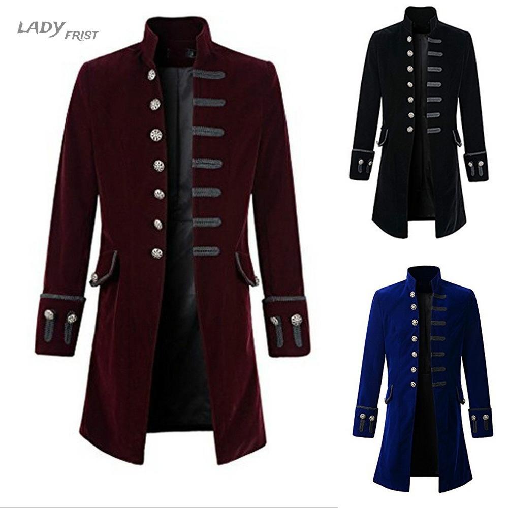 Retro Victorian Steampunk Gothic Men Tailcoat Jacket Tail Coat Halloween Costume(in stock）