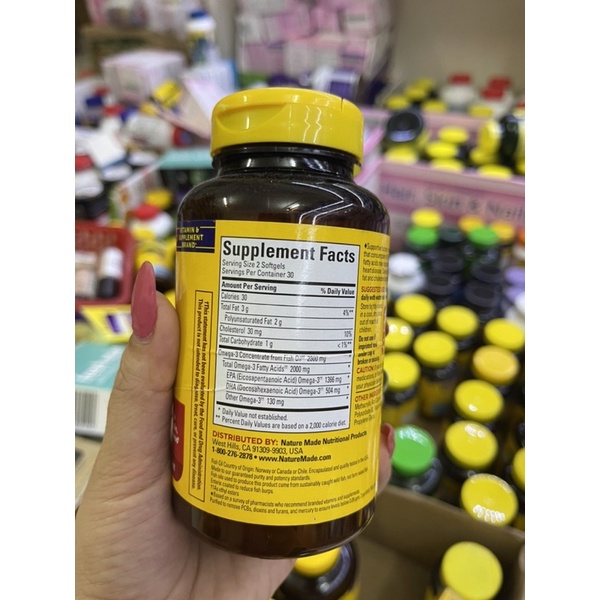Dầu cá hàm lượng cao omega nature made 1400mg omega 3-nature made fish oil