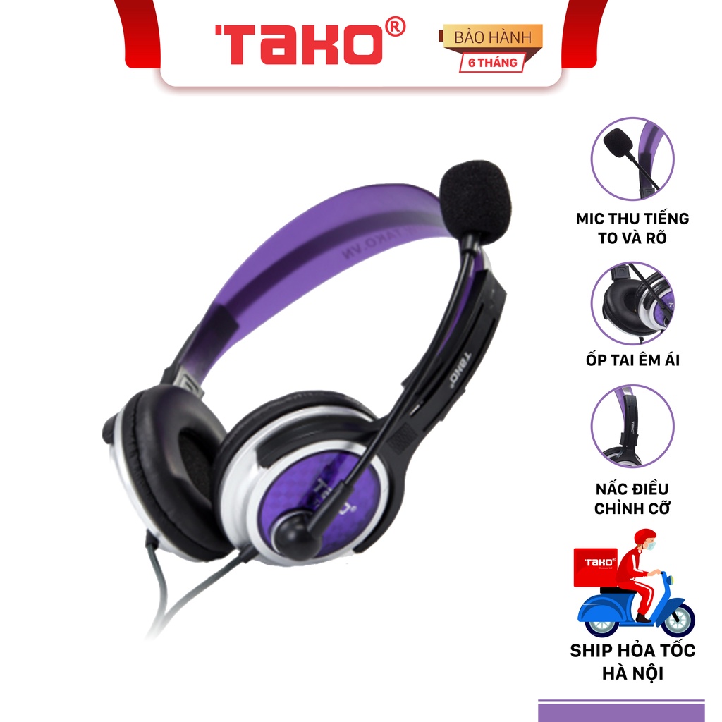 SIEU KHUYẾN MẠI Tai nghe TA-74 chùm tai chơi game có dây, có mic. Chính hãng Tako, BH 6 tháng