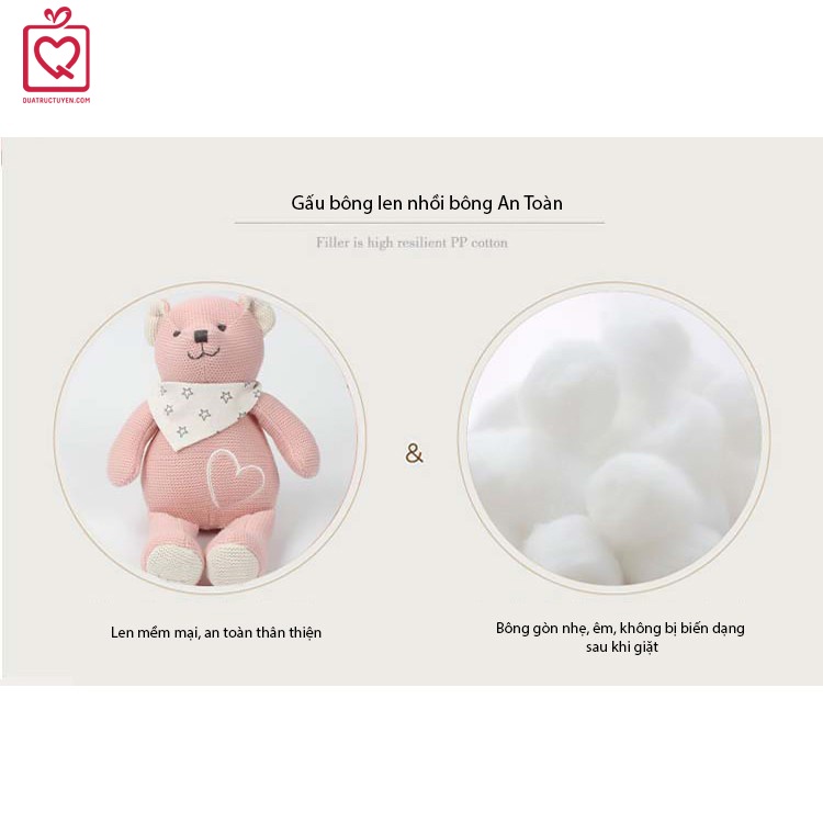 Gấu bông Teddy baby cho bé cao cấp an toàn cho trẻ 27cm (Hồng/Xanh)