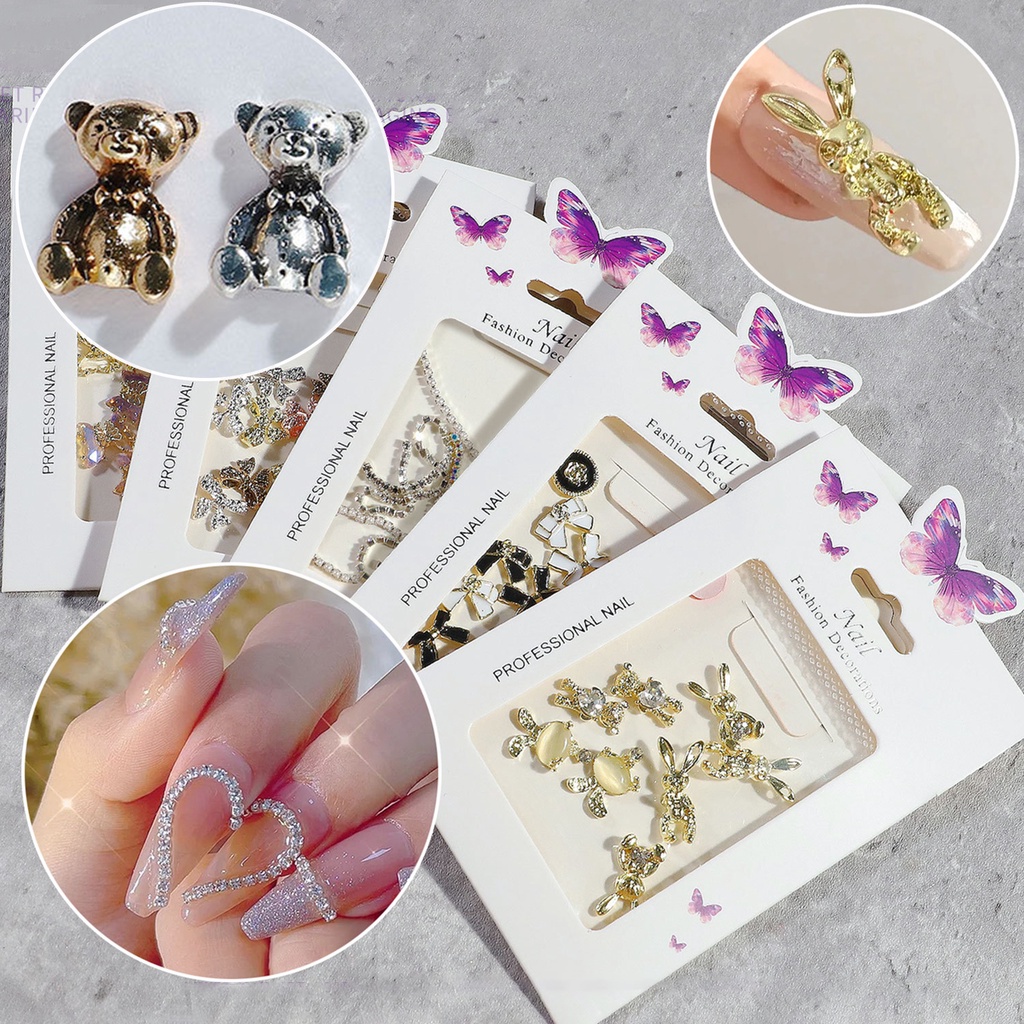 1 Túi Phụ Kiện Trang Trí Móng Tay Nghệ Thuật Hình Nơ Bằng Hợp Kim AB Không Phai Màu Dành Cho Bạn Nữ