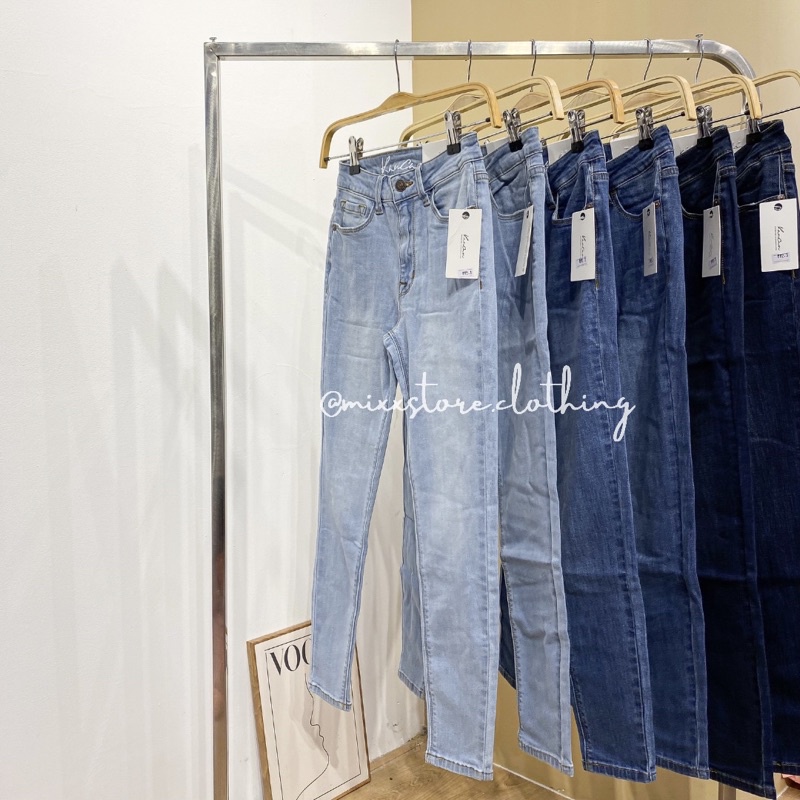 Quần Jean Nữ Skinny trơn KANCAN dáng 9 tấc lưng cao tôn dáng co giãn siêu thoải mái hàng hiệu cao cấp MIXX STOR