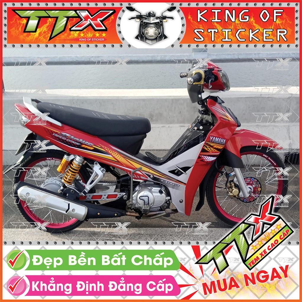 Tem Xe Sirius Chấm Tròn Đỏ Xám Đen - Tem Sirius 110 Đen Xám Đỏ Siêu Đẹp - Mẫu Team Sirius Đỏ Xám Đen