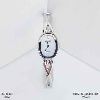 Đồng hồ nữ citizen ex1410-53a eco-drive lắc tay dây sắt trắng