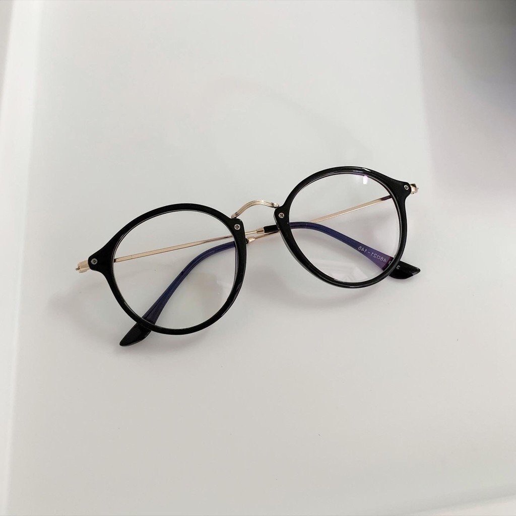 Kính giả cận gọng tròn thời trang nam nữ, mắt kính không độ chống tia UV phong cách Hàn Quốc đẹp giá rẻ HANASO 074