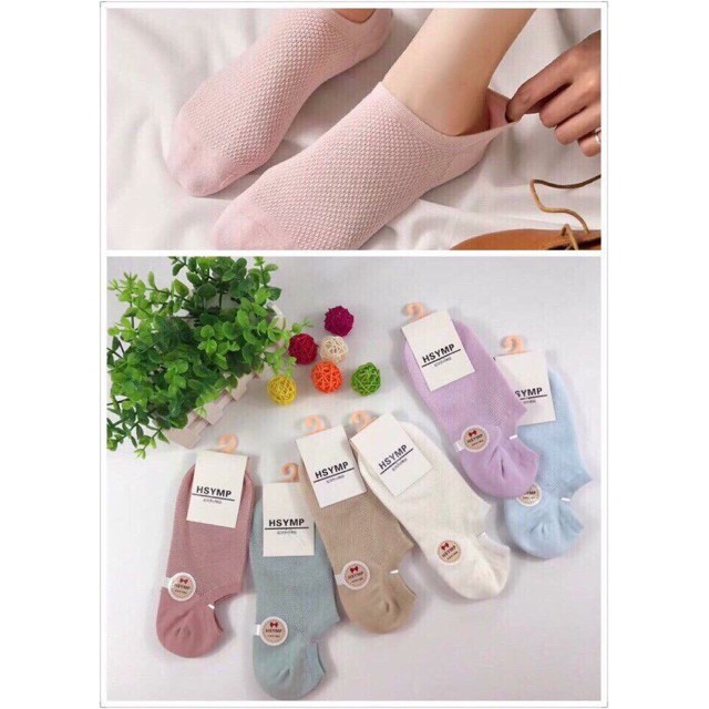Set 10 đôi lưới nữ cổ ngắn hàng xuất Hàn Nhật kháng khuẩn chống hôi chân [ảnh thật]