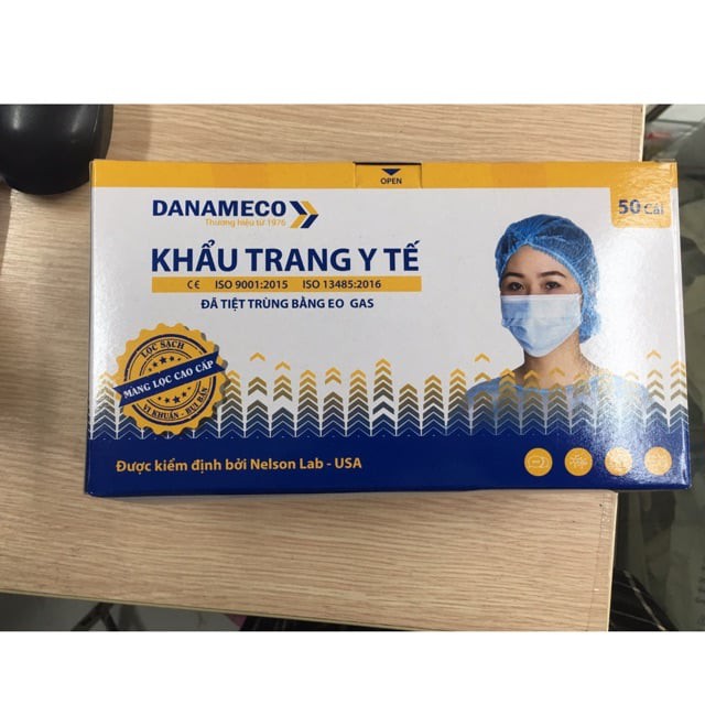 [GIÁ SẬP SÀN ]  Khẩu trang y tế đã tiệt trùng Danameco (50 chiếc, bao nilon) - Phổ biến tại các bệnh viện lớn