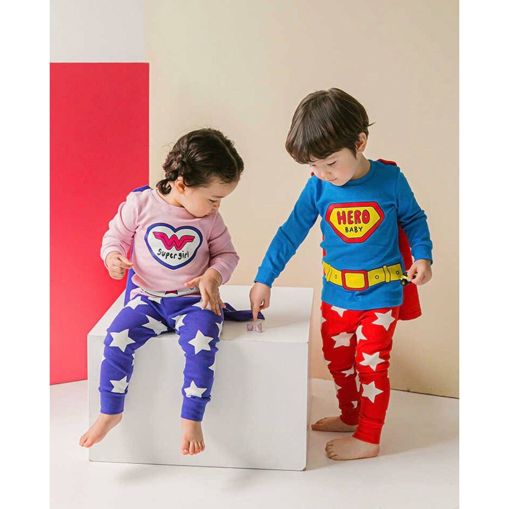 Bộ halloween siêu nhân hero dài tay kèm choàng Cordi-i chính hãng Hàn Quốc