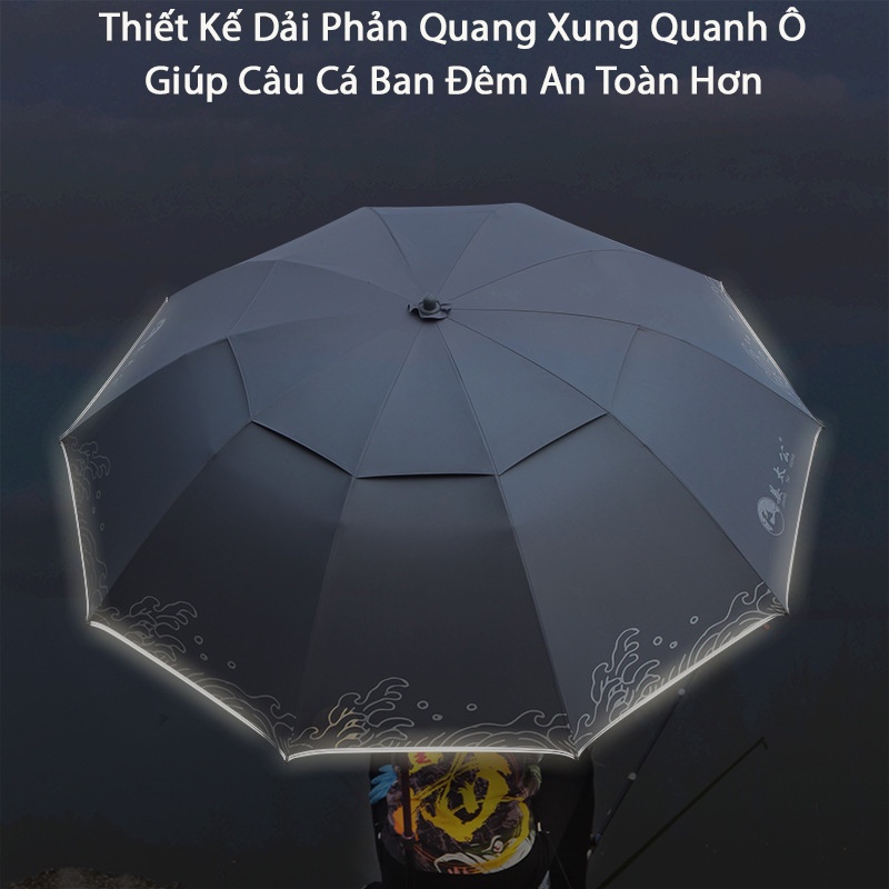 Ô Câu Cá Ô Dù Che Nắng Che Mưa Phản Quang Ban Đêm Chất Liệu Vải Dù Cao Cấp Chống Tia UV PKT-22