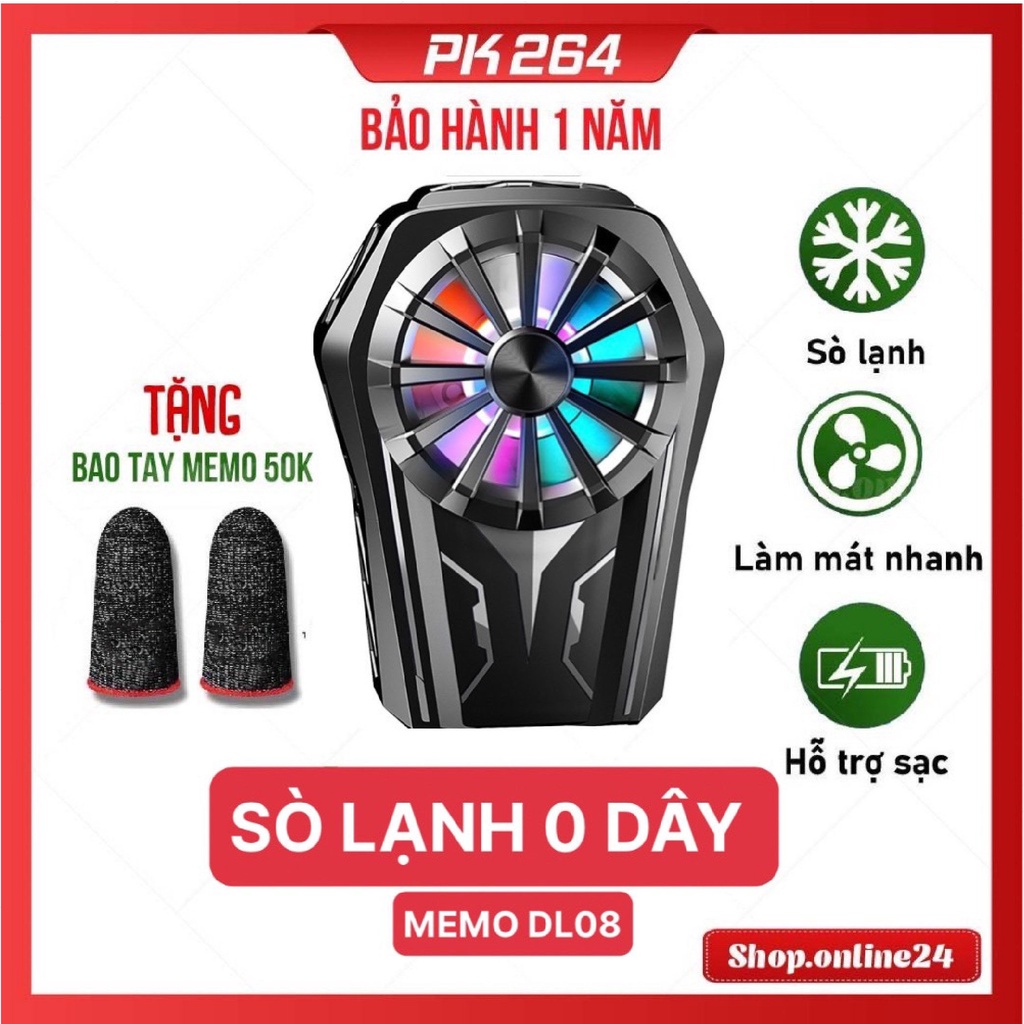 Quạt Tản Nhiệt Điện Thoại Sò Lạnh Không Dây Có Pin Memo Dl08 Bản mới ra 2022