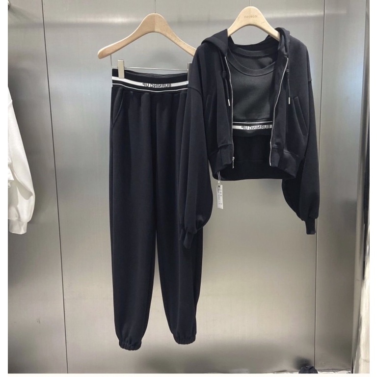 SỈ SET NỈ MŨ ÁO BA LỖ QUẦN DÀI 2 MÀU CHO NỮ Q1304