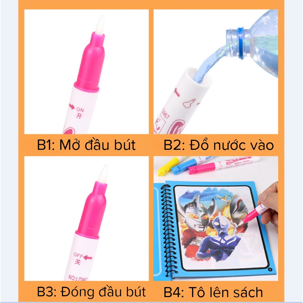 Set Tô Màu Nước Ma Thuật Cho Bé Có Thể Dùng Nhiều Lần Magic Invisile Ink