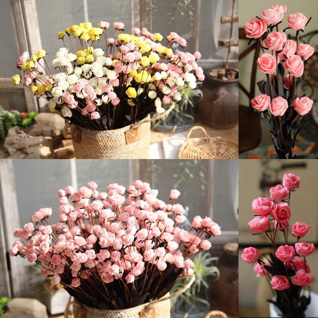 HOA GIẢ 🌺 HOA HỒNG XỐP NHÍ TRANG TRÍ