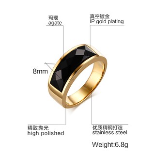 Nhẫn Đá Đen Dài Titanium không đen rỉ