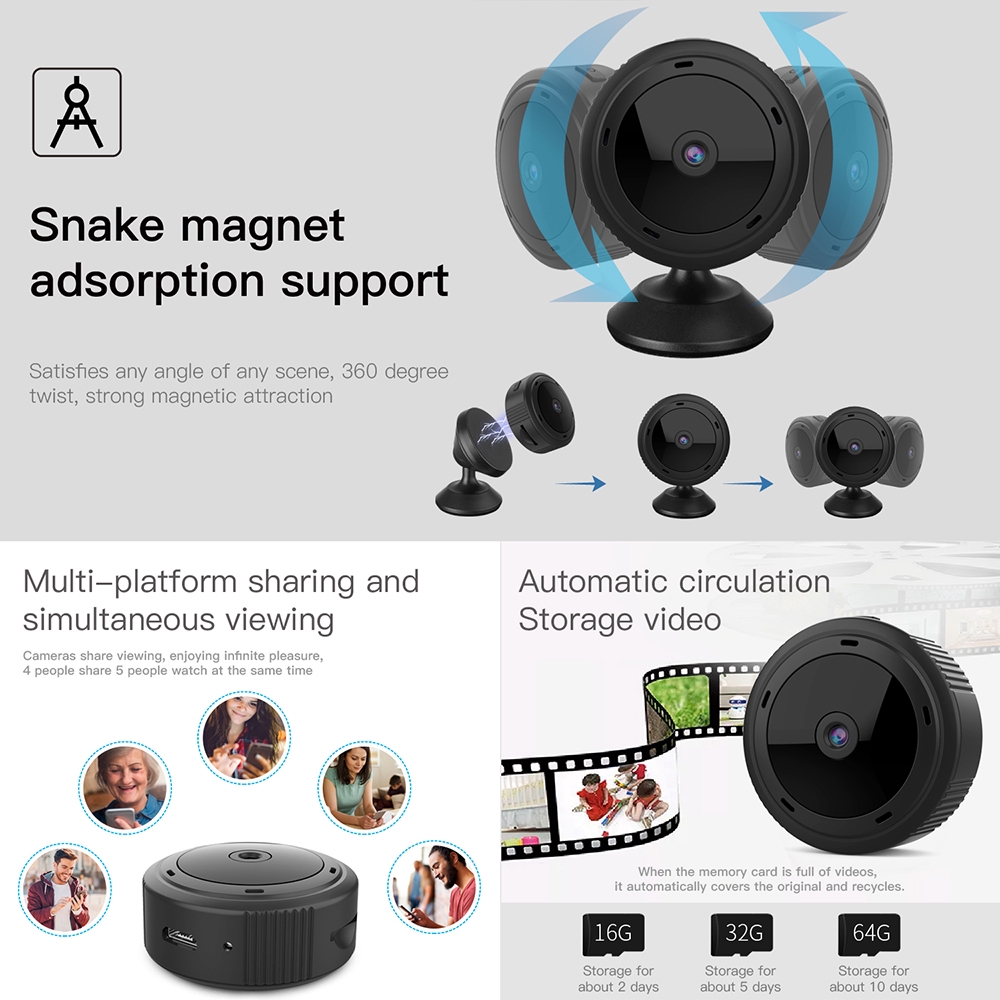 Camera Giám Sát W-10 Mini 1080P HD Kết Nối WiFi Kèm Phụ Kiện | BigBuy360 - bigbuy360.vn