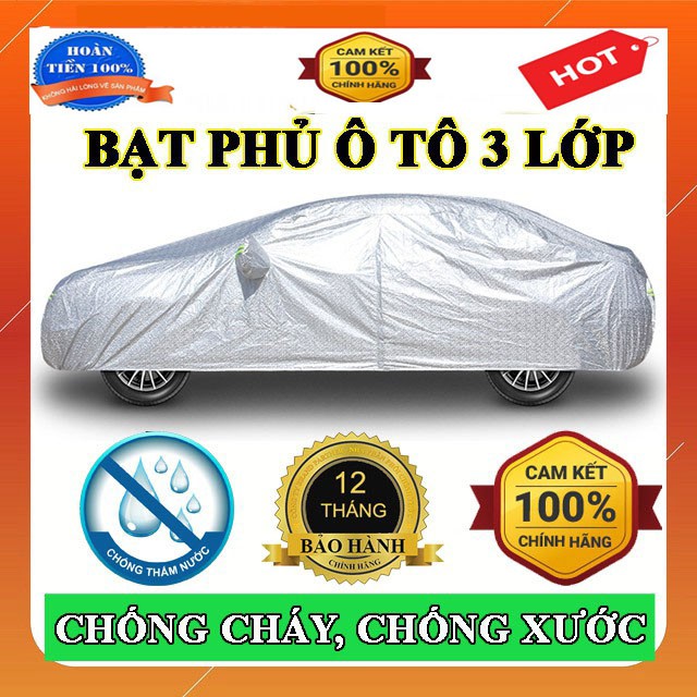 Bạt phủ ô tô, Bạt che xe ô tô 5D phản quang dày dặn chống nắng mưa, đủ các size cho hatcback, sedan, SUV