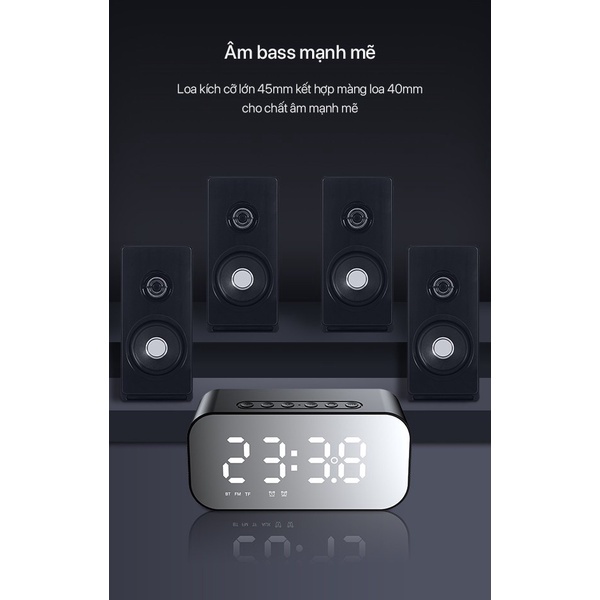 Loa Bluetooth ⚡FreeShip⚡  ACOME A5 5W Màn Hình LED Đồng Hồ Báo Thức - Hỗ Trợ Thẻ Nhớ &amp; Nghe FM