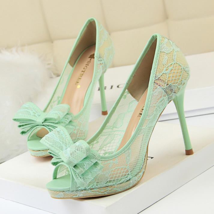 GIÀY CAO GÓT BIGTREE ĐÚP ĐẾ REN NƠ CHÍNH HÃNG 1867-2