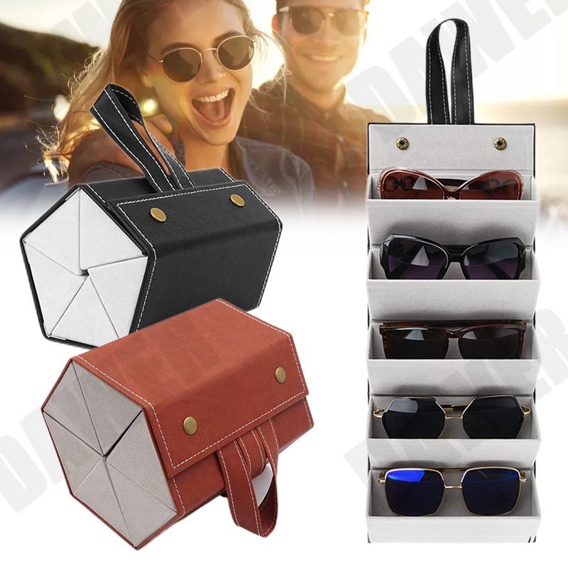 Hộp Da PU 2 / 3 / 6 Ngăn Đựng Mắt Kính Tiện Dụng