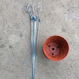 Combo 10 chậu giả đất trồng lan kèm móc 80cm