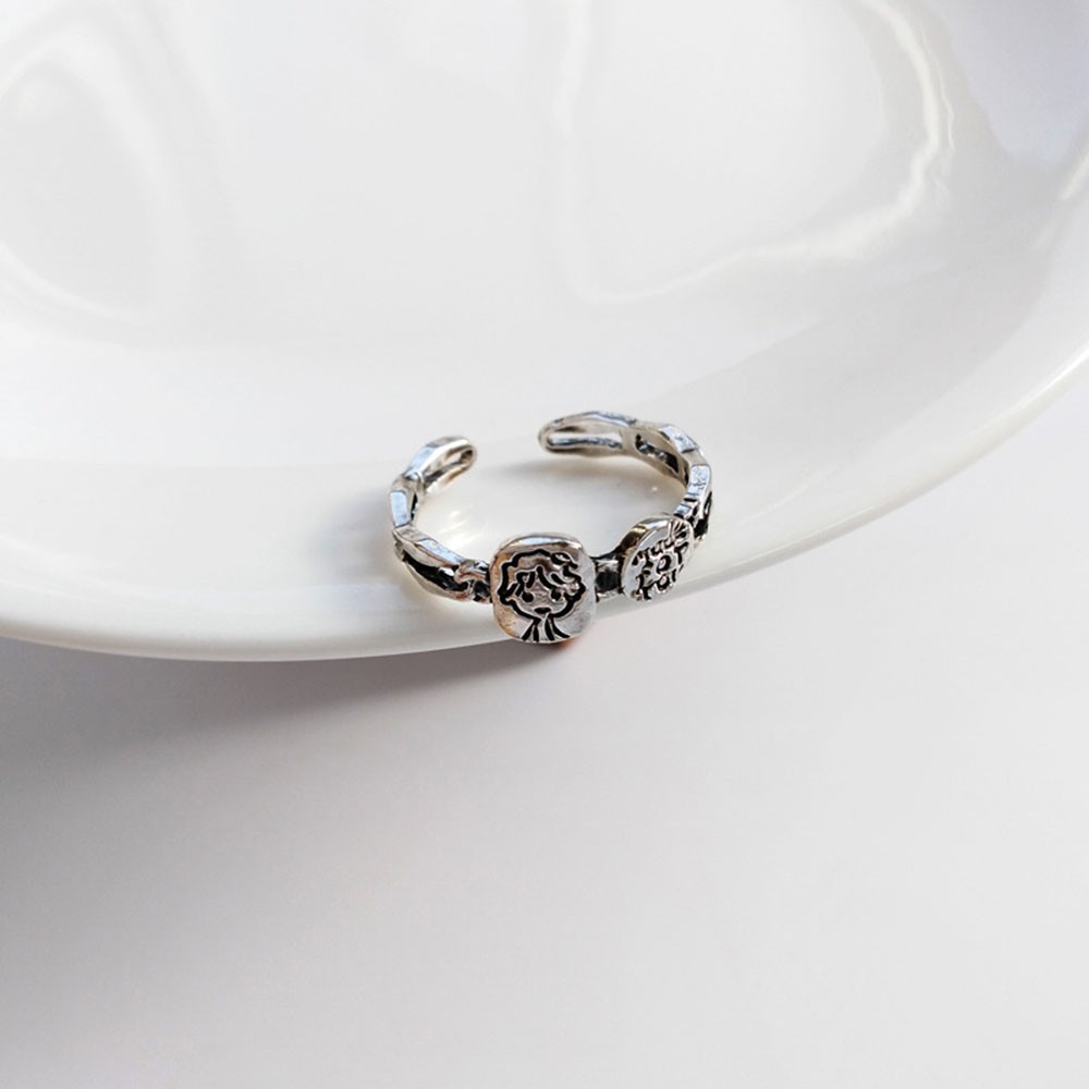 Nhẫn đeo tay kim loại khắc chữ thời trang Hàn Quốc trẻ trung cho nữ