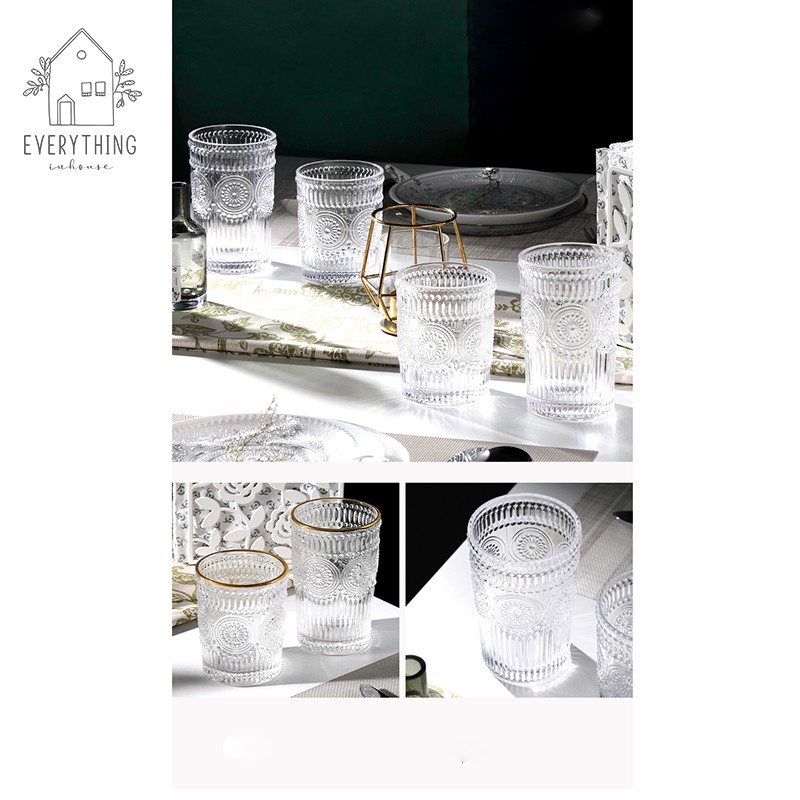 Ly thủy tinh Baroque Châu Âu Hoa mặt trời phong cách sang trọng