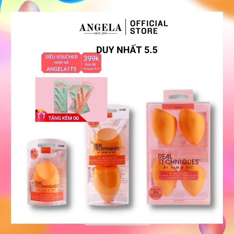 Mút tán kem nền Real Techniques Miracle Complexion Sponge ( Set 2 cái)