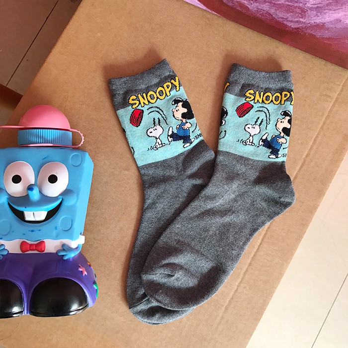 1 Đôi Vớ Cotton Ngắn In Hình Snoopy Phong Cách Hàn Quốc Mới Cho Nam Và Nữ