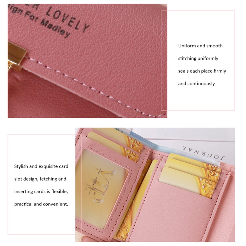 Women's Short Small Coin Purse Wallet Ladies Leather Folding Card Card Holder