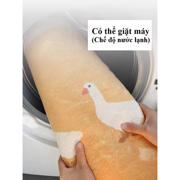 Thảm chân giường loại dài họa tiết hình thú dễ thương chất liệu lông mịn