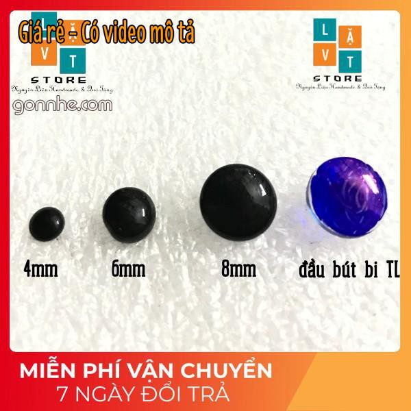 [Mắt nhựa - Mắt Thú] Mắt Thủy Tinh Đen Tuyền có chân thép vững chắc - đồ handmade, thủ công, diys, phụ kiện làm len chọc