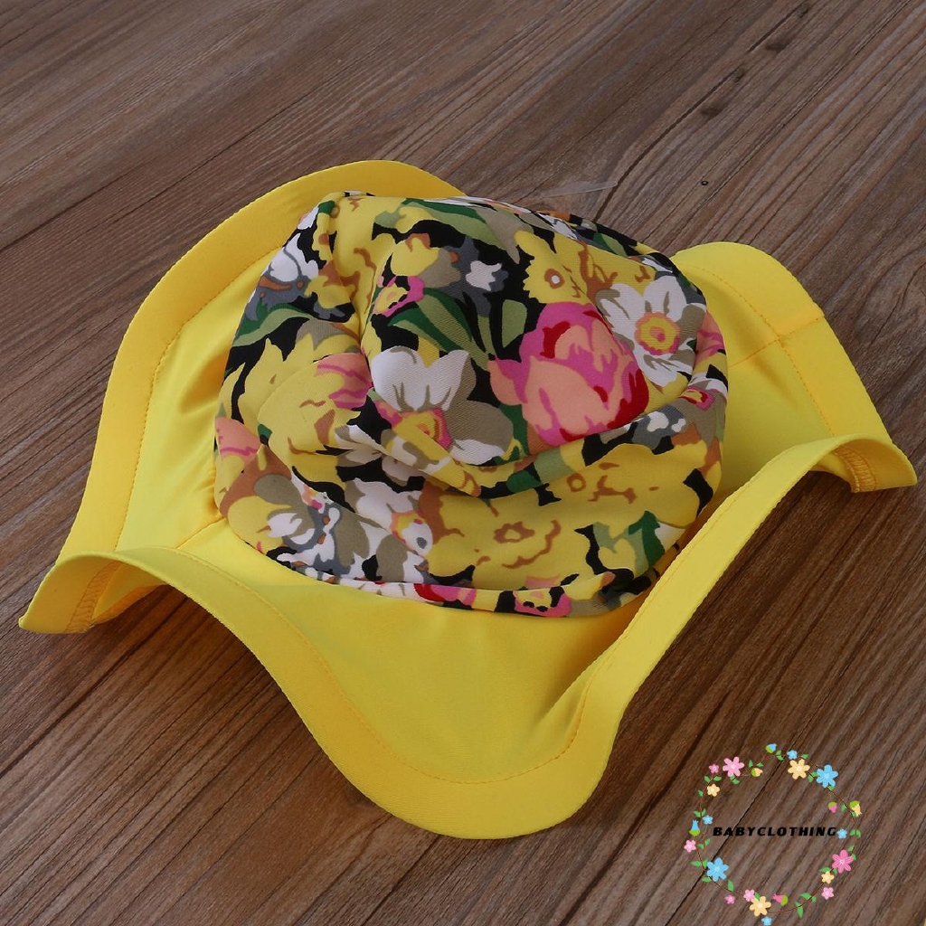 Set bodysuit kèm mũ in hoa thời trang đi bơi tắm biển cho bé gái