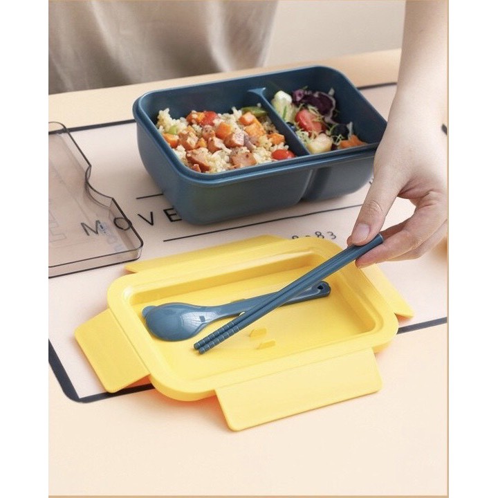 Hộp đựng cơm văn phòng cao cấp kèm đũa thìa 850ml