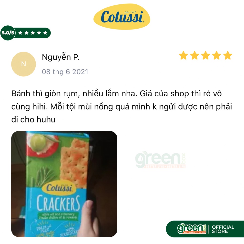 Bánh qui lúa mì giòn Colussi Ý 250g dùng dầu hướng dương, ít chất béo và ít muối, giàu chất xơ